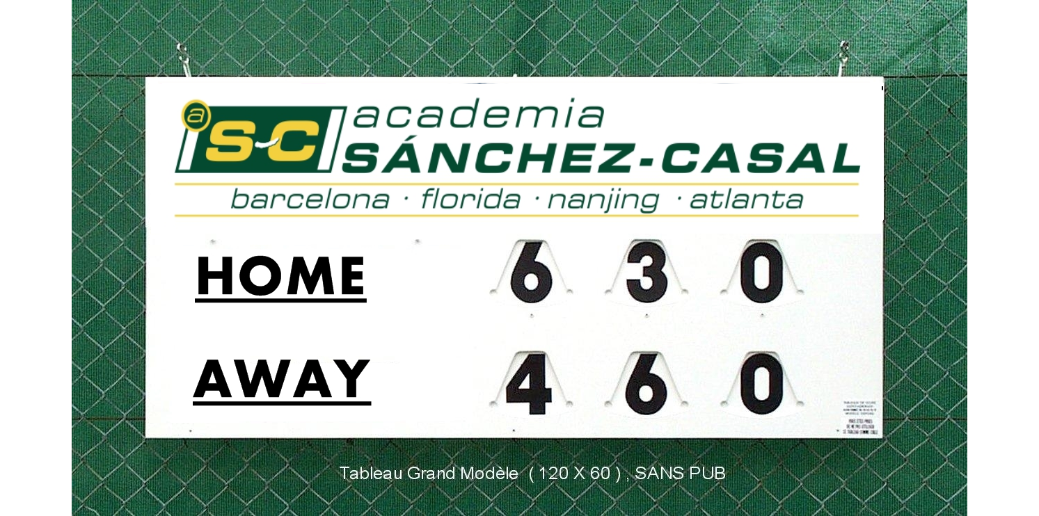 A scoreboard showing the home team six, three, zero and the away team four, six, zero.